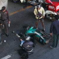 Motorcycle accident on intersection